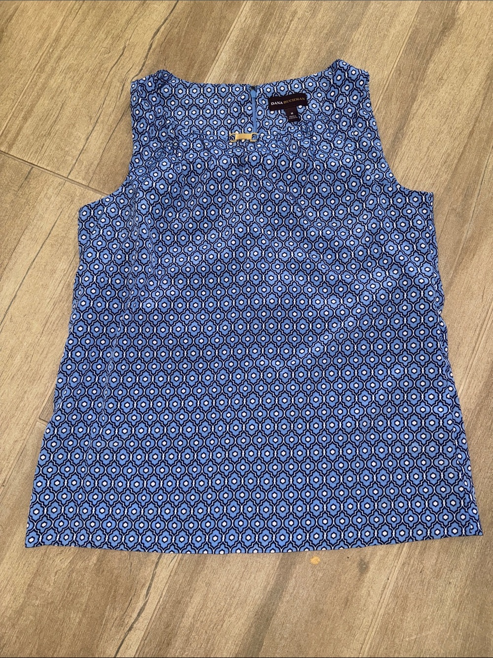 Dana Buchman Blue Geometric Tank Top